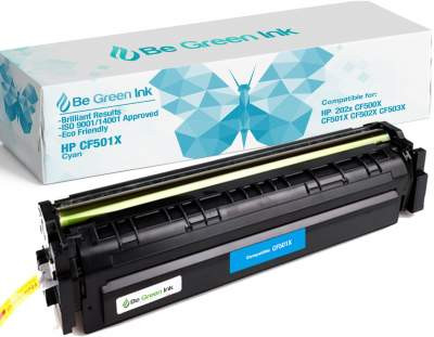 Be Green Ink HP 202X CF501X MFP M281fdw M254dw Cyan Compatible Toner Cartridge for LaserJet Pro MFP M281cdw M281fdn M254nw M254dn M280 (Cyan 3,200 Yield) (CF501X Cyan)