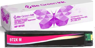 Be Green Ink HP 972X 972 Magenta Compatible Ink Cartridges for Pagewide Pro 477dw 577dw 452dn 452dw 477d 552dw 577z High Yield (Magenta L0S01AN) (HP 972X Magenta)
