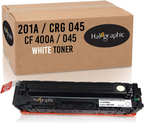 Halographic Remanufactured White Toner Replacement for HP 201A CF400A Canon 045 045H for use in m277dw m252dw Canon mf634cdw Series | White Toner | Made in The USA