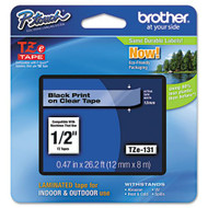 Brother TZe131 Black On Clear P-Touch Label Tape 1/2" x 26.2' Original Genuine OEM