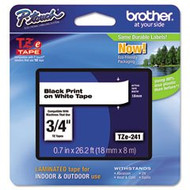 Brother TZE241 Black On White P-Touch Label Tape 3/4" x 26' Original Genuine OEM