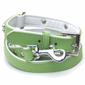 "Brando" Double Leather Dog Collar + Leash Set (Lime)