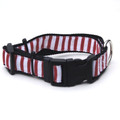 "Captain Pooch" Nautical Stripe Dog Collar (Red)