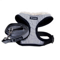 "Captain Pooch" Nautical Stripe Dog Harness + Leash Set (Black)