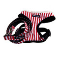 "Captain Pooch" Nautical Stripe Dog Harness + Leash Set (Red)