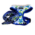 "Retro Pooch" Dog Harness + Leash Set (Blue)