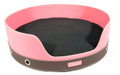 "Penthouse" 2 Tone Round Leather Dog Bed (Dark Pink + Brown)