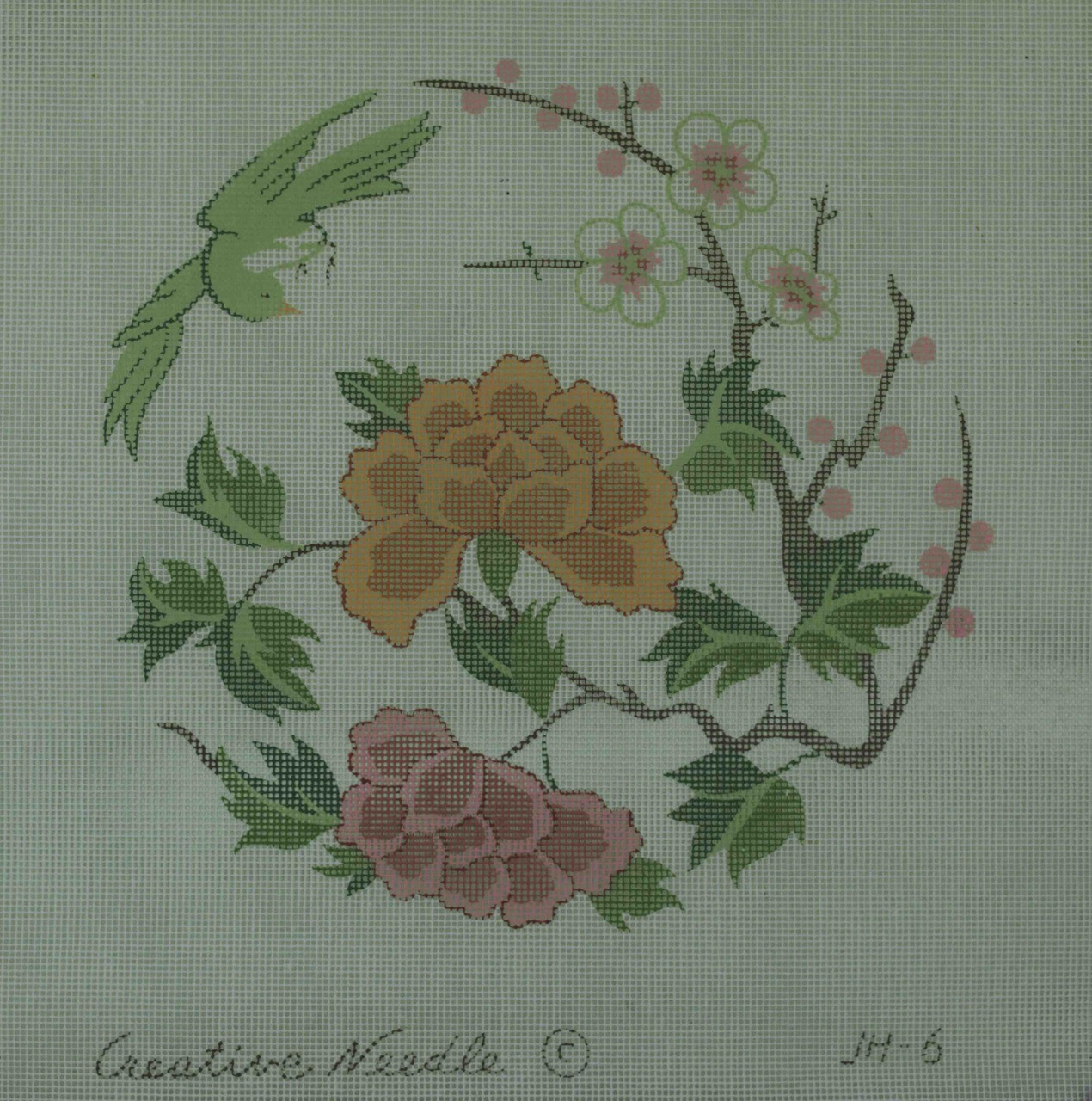 Hand-Painted Needlepoint Canvas - Creative Needle - JH-6 - Flowers
