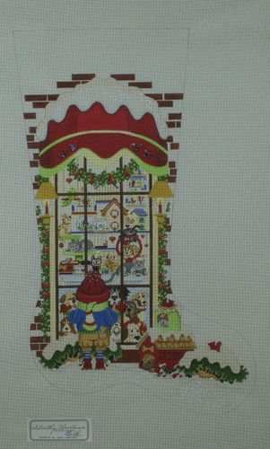 Hand-Painted Needlepoint Canvas - Strictly Christmas - CS-114 - Boy Toy Store Window