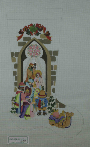 Hand-Painted Needlepoint Canvas - Strictly Christmas - CS-353 - Nativity Theme Stocking