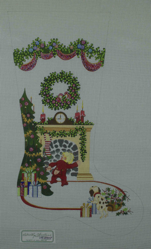 Hand-Painted Needlepoint Canvas - Strictly Christmas - CS-282NC - Boy Lookinf or Santa in Chimney