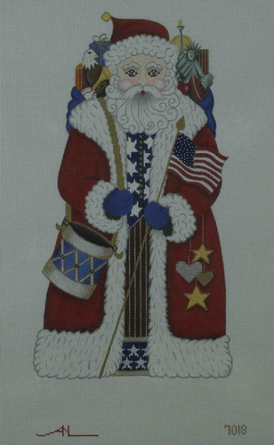 Hand-Painted Needlepoint Canvas - Amanda Lawford - 7018 - Patriotic Santa