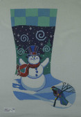 Hand-Painted Needlepoint Canvas - Ruth Schmuff - 1480 - Snowman Stocking