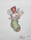 Hand-Painted Needlepoint Canvas - Ruth Schmuff - 7008 - Snowman Ornament