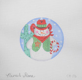 Hand-Painted Needlepoint Canvas - Nenah Stone - CH-116 - Cowboy Snowman Ornament
