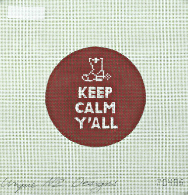 Hand-Painted Needlepoint Canvas - Unique NZ Designs - 70486 - Keep Calm Y'all