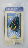 Stitch and Zip Needlepoint Kit – SZ446 – Butterfly and Daisies Eyeglass-Cellphone Case