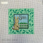 Hand-Painted Needlepoint Canvas - Patti Mann – 11305 – sign, Shhh...with bunny