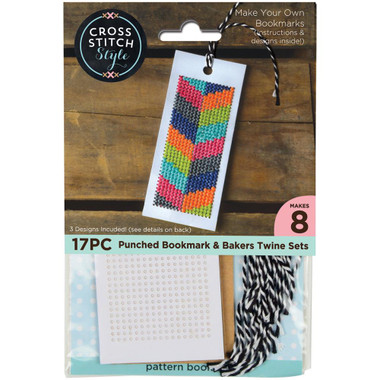17PC Punched for Cross Stitch Bookmark & Bakers Twine Set 