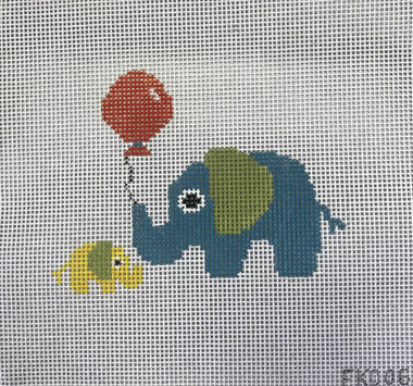 Elephant Momma and Baby Kit. Includes: Needle, threader, and 3-ply Persian Wool to complete the Momma and Baby. Background Yarn not included. 