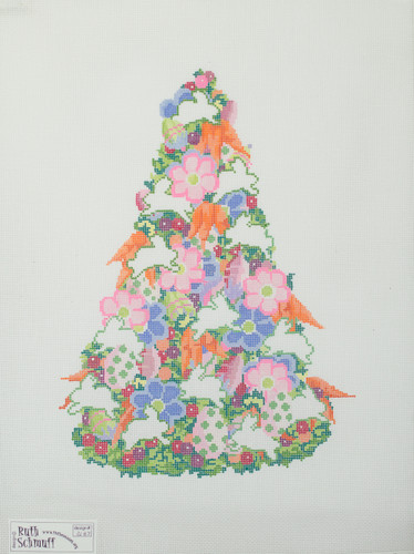 Hand-Painted Needlepoint Canvas - Ruth Schmuff - 2137 - Bunny Tree