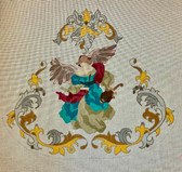 Angle holding Violin and bow, scroll decorations. Tree skirt wedge. 