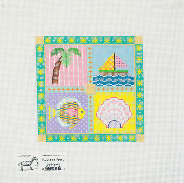 Hand-Painted Needlepoint Canvas - Painted Pony - 885AB - Summer Squares
