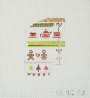 Hand-Painted Needlepoint Canvas - Sew Much Fun - Mini Gingerbread Oven Mitt