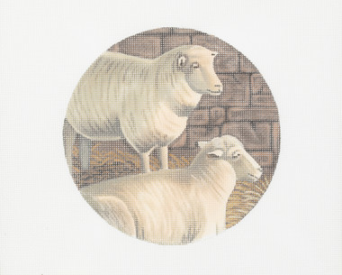 Hand-Painted Needlepoint Canvas - Susan Roberts - LGDOR202 - Sheep Rondel