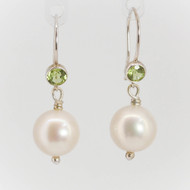 Peridot and Pearl Drop Earrings