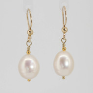 Freshwater Pearl & Gold Earrings 