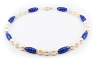 Lapis Lazuli, Pearl And Silver Necklace
