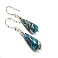 Silver, Aqau & Mauve Swirls Murano Earrings