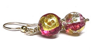 Rose Pink, Gold & Silver Murano Earrings