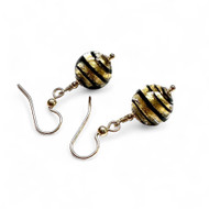 Black and Gold Tiger Stripe Murano Earrings