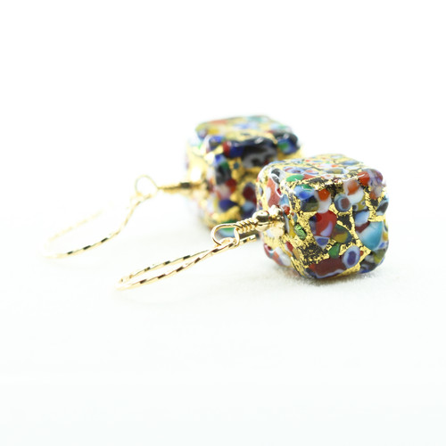 Klimt inspired Murano gold foiled earrings