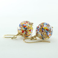 Multi coloured splashes over gold foil Murano Earrings