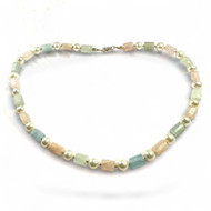 Aquamarine, beryl, freshwater pearls, rolled gold