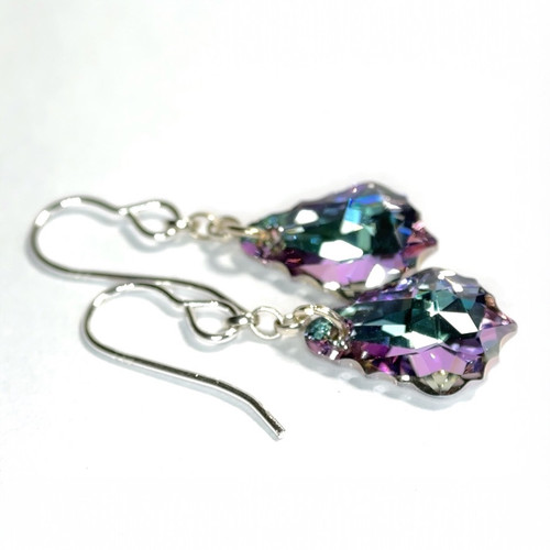 Austrian crystal drop earrings, Sterling silver.