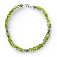 Triple Row Peridot And Silver Necklace