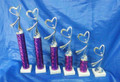 Purple & Silver Tall Heart Award 6 heights shown