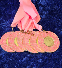 sale pink glitter medals, pink ribbon