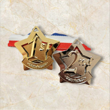 1st gold, 2nd silver with ribbon
