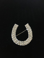 Double Row Crystal Horseshoe Brooch Pin