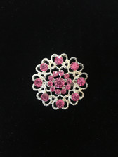 Hidden Hearts Crystal Brooch Pin - Pink