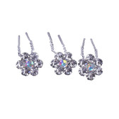 Crystal Hair Pin - Flower with Crystals (Small) 