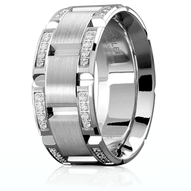 His CARLEX 18kt White Gold Wedding Ring WB9152 American Wedding