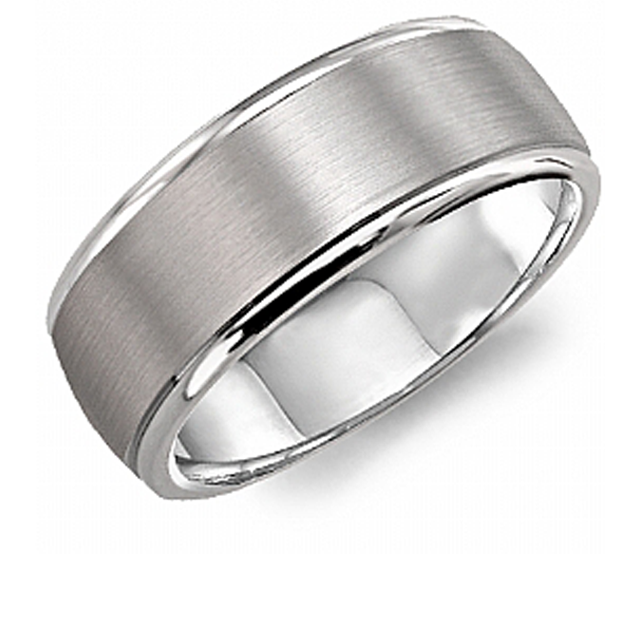 Crown Ring 8mm Satin Finish White Gold Ring Wb 7023 American