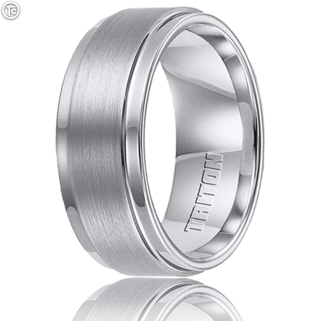 Beveled Edge Tungsten Wedding Band Free Engraving Forevergifts Com