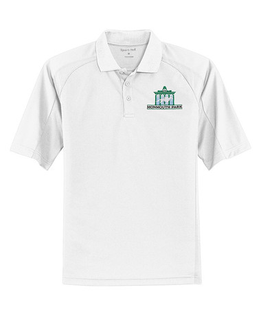 Dri Mesh Polo w-Monmouth Park Logo- White